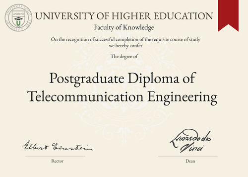 Postgraduate Diploma of Telecommunication Engineering (PGDTE) program/course/degree certificate example