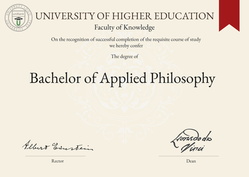 Bachelor of Applied Philosophy (BAP) program/course/degree certificate example