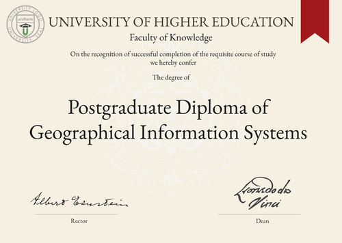 Postgraduate Diploma of Geographical Information Systems (PGDipGIS) program/course/degree certificate example