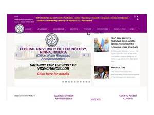 Federal University of Technology, Minna's Website Screenshot