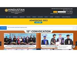 இந்துஸ்தான் பல்கலைக்கழகம்'s Website Screenshot