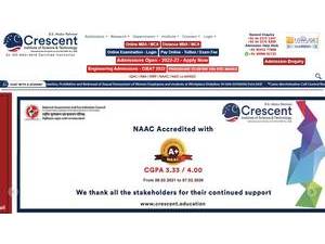 B.S. Abdur Rahman Crescent Institute of Science and Technology's Website Screenshot
