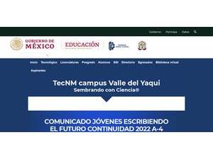 Technological Institute of the Yaqui Valley's Website Screenshot