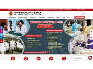 Ras al-Khaimah Medical and Health Sciences University's Website Screenshot