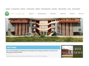 Federal University, Otuoke's Website Screenshot