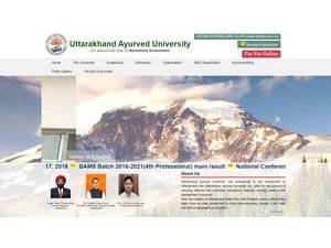 Uttarakhand Ayurved University's Website Screenshot