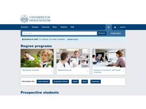 University of Hohenheim's Website Screenshot