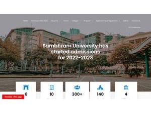 Sambhram University's Website Screenshot
