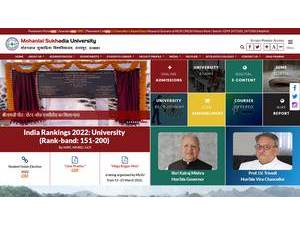 मोहनलाल सुखाड़िया विश्वविद्यालय's Website Screenshot