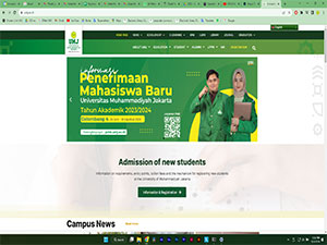 Muhammadiyah University of Jakarta's Website Screenshot