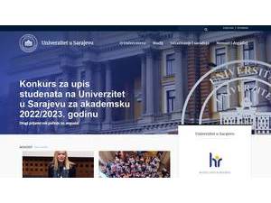 University of Sarajevo's Website Screenshot
