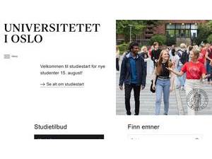 University of Oslo's Website Screenshot