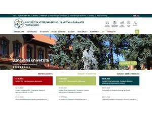 Universtity of Veterinary Medicine and Pharmacy in Košice's Website Screenshot
