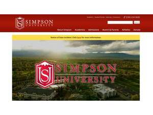 Simpson University's Website Screenshot
