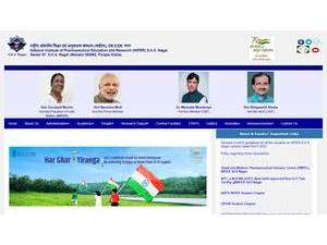 National Institute of Pharmaceutical Education and Research, S.A.S. Nagar's Website Screenshot