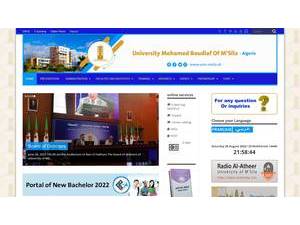 University Mohamed Boudiaf of M'Sila's Website Screenshot