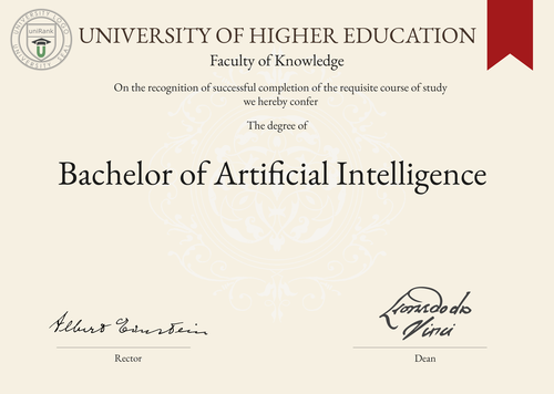 Bachelor of Artificial Intelligence (B.A.I.) program/course/degree certificate example