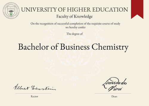 Bachelor of Business Chemistry (B.B.Chem.) program/course/degree certificate example