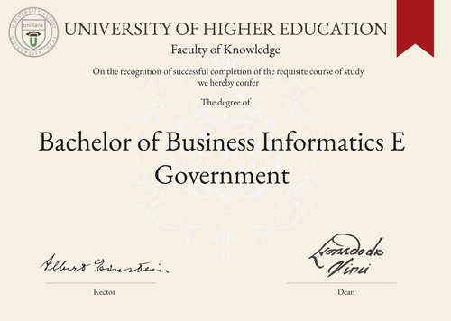 Bachelor of Business Informatics e-Government (BBI E-Gov) program/course/degree certificate example