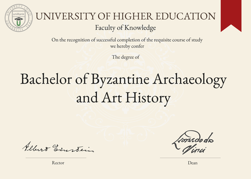 Bachelor of Byzantine Archaeology and Art History (B.BAAH) program/course/degree certificate example