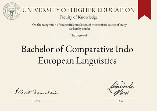 Bachelor of Comparative Indo European Linguistics (B.C.I.E.L.) program/course/degree certificate example