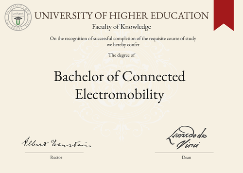 Bachelor of Connected Electromobility (BCE) program/course/degree certificate example