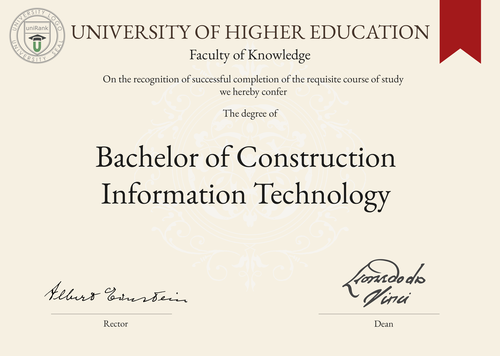 Bachelor of Construction Information Technology (B.CIT) program/course/degree certificate example
