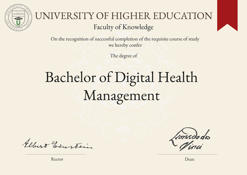 Bachelor of Digital Health Management (B.DHM) program/course/degree certificate example