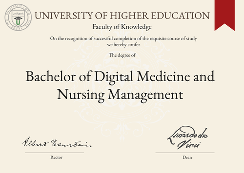 Bachelor of Digital Medicine and Nursing Management (BDMNM) program/course/degree certificate example