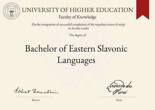 Bachelor of Eastern Slavonic Languages (BESL) program/course/degree certificate example