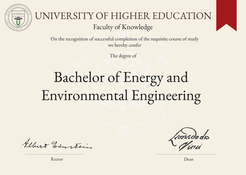 Bachelor of Energy and Environmental Engineering (B.E.E.E.) program/course/degree certificate example