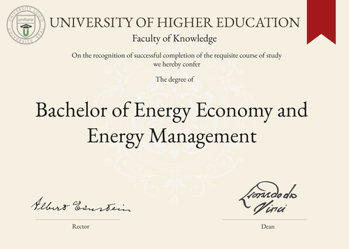 Bachelor of Energy Economy and Energy Management (B.E.E.E.M.) program/course/degree certificate example