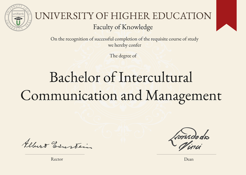 Bachelor of Intercultural Communication and Management (BICM) program/course/degree certificate example