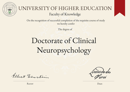Doctorate of Clinical Neuropsychology (DCN) program/course/degree certificate example