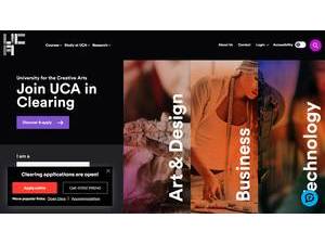 University for the Creative Arts's Website Screenshot