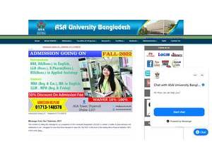 আসা বিশ্ববিদ্যালয় বাংলাদেশ's Website Screenshot