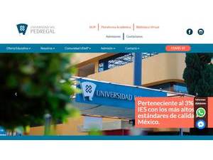 Del Pedregal University's Website Screenshot