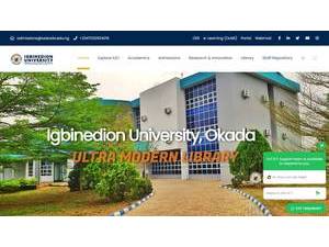 Igbinedion University Okada's Website Screenshot