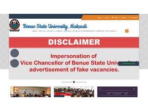 Benue State University's Website Screenshot