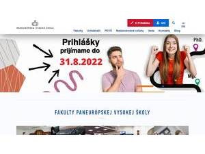 Paneurópska vysoká škola's Website Screenshot