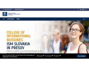 College of International Business ISM Slovakia in Prešov's Website Screenshot