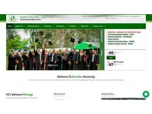 Zanzibar University's Website Screenshot