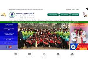 European University of Bangladesh's Website Screenshot
