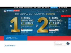 के.आर. मंगलम विश्वविद्यालय's Website Screenshot