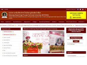 Maharaja Ranjit Singh Punjab Technical University's Website Screenshot