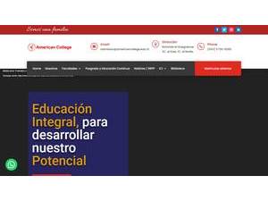 Universidad American College's Website Screenshot