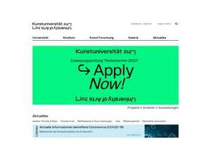 Universität für Künstlerische und Industrielle Gestaltung Linz's Website Screenshot