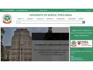 University of Africa's Website Screenshot