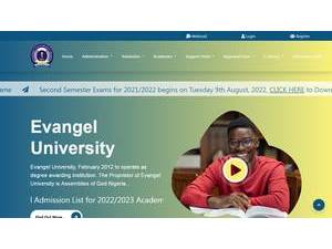 Evangel University, Akaeze's Website Screenshot