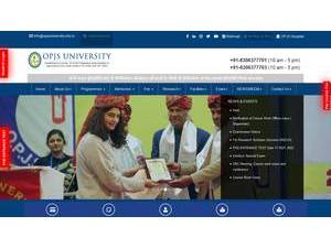 OPJS University's Website Screenshot